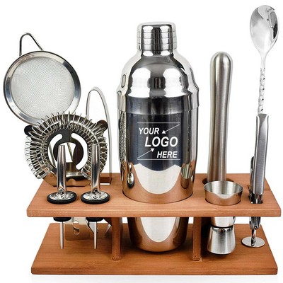 11 Pieces Drink Cocktail Shaker Set With Frame