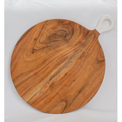 Jeanne Fitz Jeanne Fitz Wood + White Collection Acacia Wood Round Charcuterie Board, Large