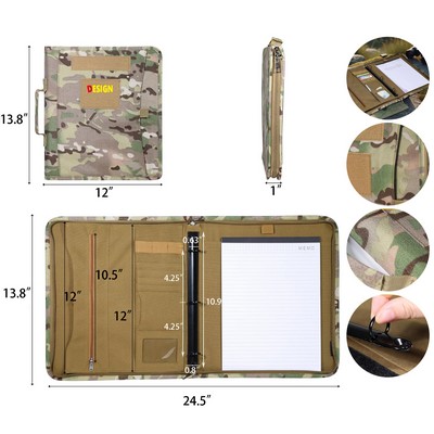 A4 13.5 x 11.5 Inches 25 Sheets of Letter Size Paper Tactical Portfolio Binder with Zipper