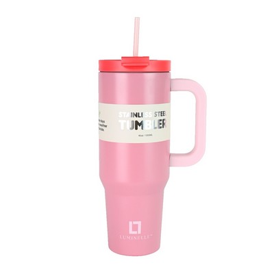 Pink Double Walled Insulated 40 OZ Tumbler With Straw