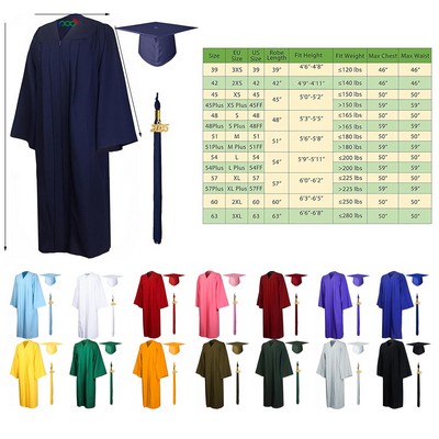 Matte Graduation Gown Cap Tassel Set 2025 for High School and Bachelor