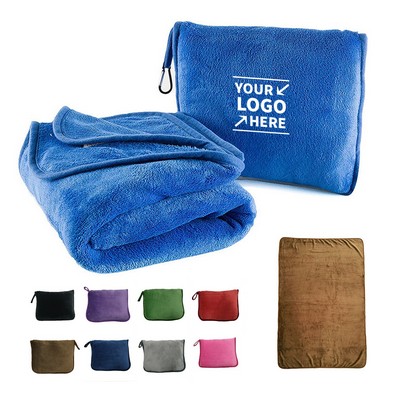 2 in 1 Airplane Blanket with Soft Bag Pillowcase