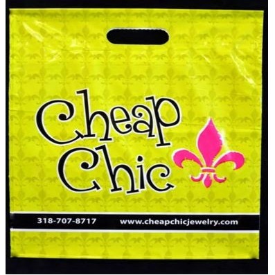 1.75 Mil Fold Over Die Cut Handle Bag (15"x18")