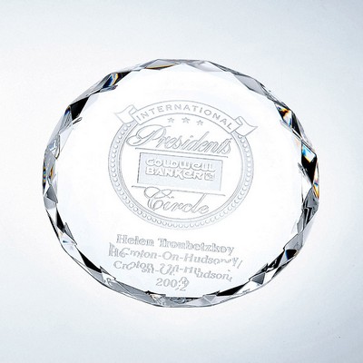 Optical Crystal Round Gem Cut Paperweight