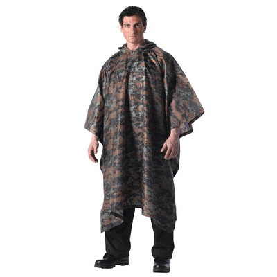 GI Type Woodland Digital Camo Military Rip-Stop Poncho