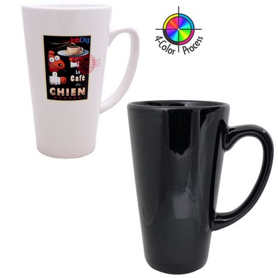 15 Oz. Vitrified Black Cafe Latte Mug - 4 Color Process