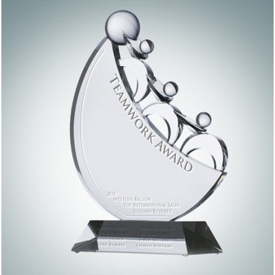 Teamwork 3 Men Optical Crystal Award Plaque