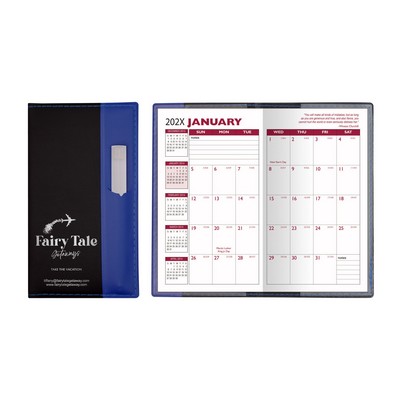 Lafayette Series Soft Cover 2 Tone Vinyl Monthly Planner w/ Clear Pen & 2 Color Insert