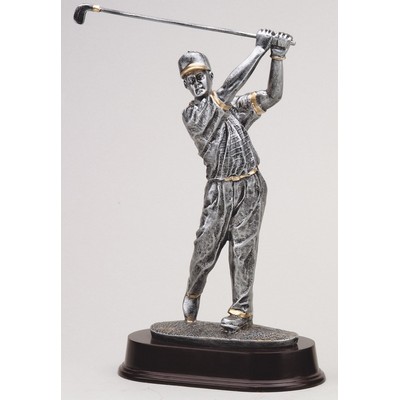 12" Male Golfer Resin Sculpture Award w/ Oblong Base