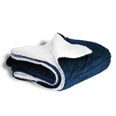 Navy Blue Oversized Sherpa Blanket