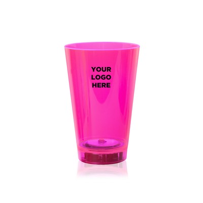 12 Oz. Pad Printed Neon Pink Plastic LED Tumbler