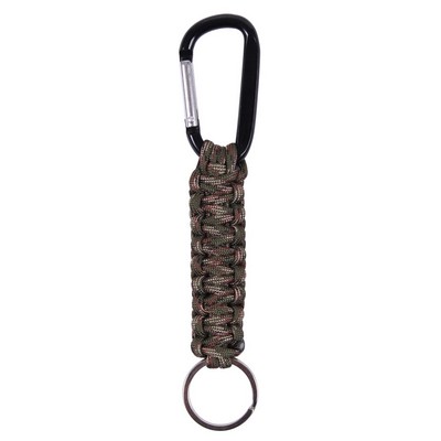 Woodland Camo Paracord Key Chain w/Carabiners