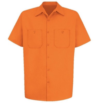 Red Kap™ Men's Short Sleeve Wrinkle Resistant Cotton Work Shirt - Orange