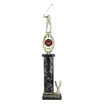 20 ½" Single Marbled Column Trophy w/Figure & 2" Insert