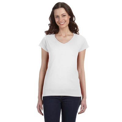 G64VL Gildan Softstyle Ladies' 4.5 oz Junior Fit V-Neck T-Shirt