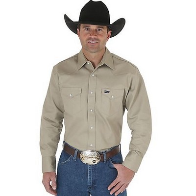 Wrangler® Men's Khaki Beige Cowboy Cut® Western Long Sleeve Basics Work Shirt