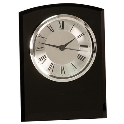 Self Standing Black Glass Arch Clock 6" H