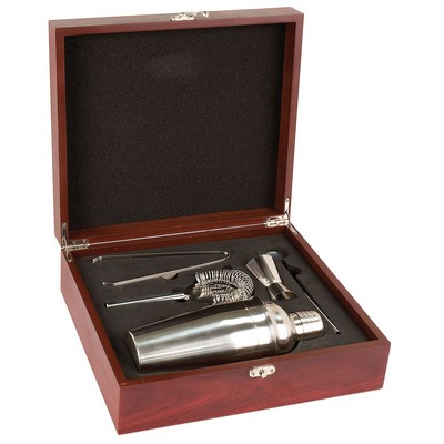 Laserable Rosewood Finish Martini Set, 11-5/8"x10-3/8"