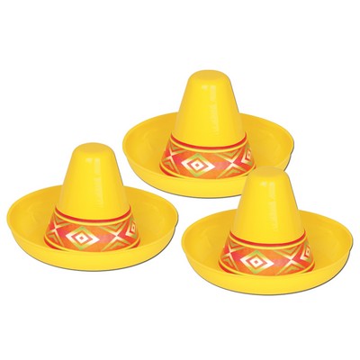 Miniature Yellow Plastic Sombrero