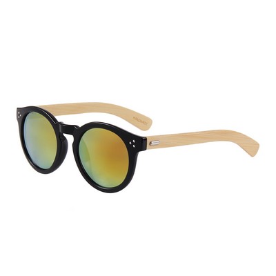 Bamboo Sunglasses - Gold-Red Mirrored Lenses