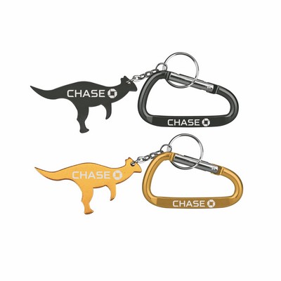 Dinosaur / Kangaroo Shaped Aluminum Bottle Opener w/7 Cm Carabiner