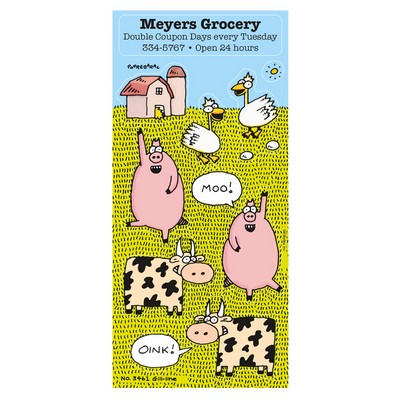 Children's Charlie Cartoon Stickers | 3 1/4" x 7" Sheet | Farm Animals