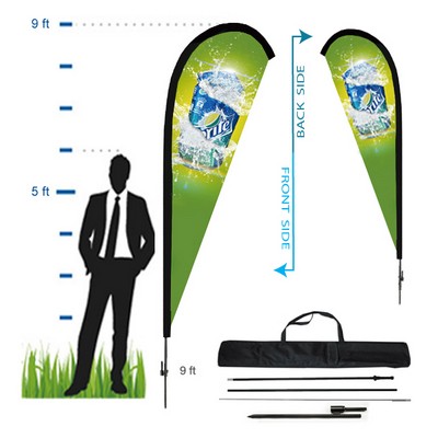 9' Teardrop Shaped Advertising Flag w/Double Sided Print (Kit 2)