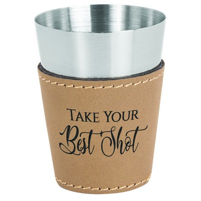 Light Brown 2 Oz. Leatherette Shot Glass