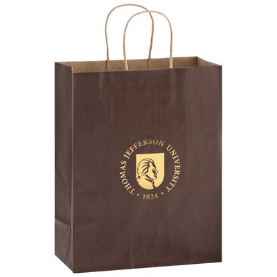 Matte Color Paper Shopper Tote Bag (10"x5"x13") - Foil Stamp