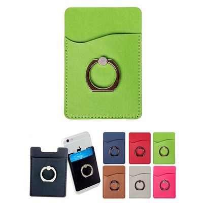 Pu Leather Cell Phone Wallet With Ring Stand