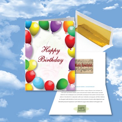 Balloons & Roses Birthday Greeting Card with Free Song Download