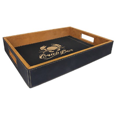 16" x 12" Black-Gold Serving Tray, Laserable Leatherette