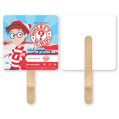 Mini Square Shape Full Color Single Sided Hand Fan