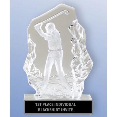 Crystal Ice Golf Award Series with Male Golf Swing, 4-1/2"x 7-1/4"