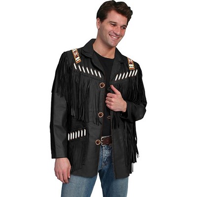 Men's Hand Beaded Coat w/Bone Detail