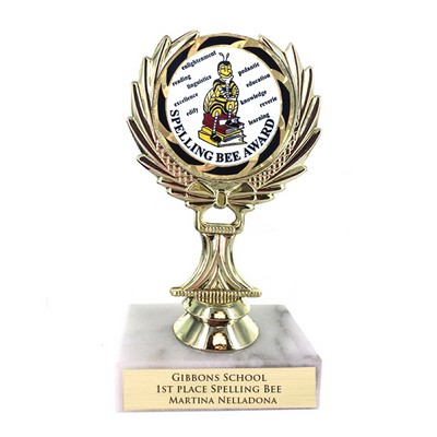 5 ¼" Trophy Rise w/ 2" Mylar Spelling Bee Insert