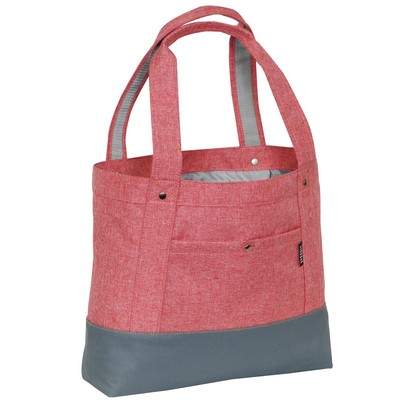 Everest Stylish Tablet Tote Bag, Coral Pink/Gray