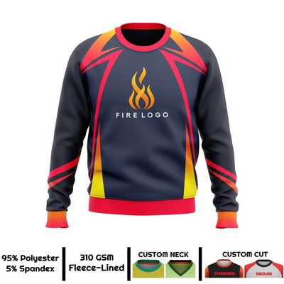 Unisex and Kids' Full Sublimation 310G Fleece-Lined Crew Sweatshirt