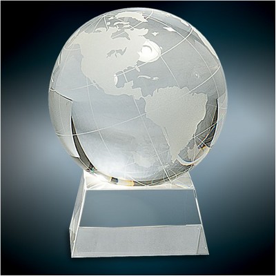 Crystal Globe on Base, 5 1/2"H