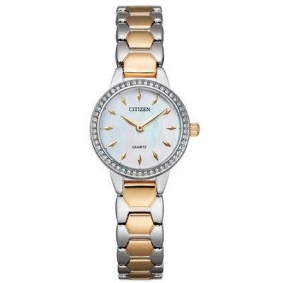 Citizen® Ladies' Quartz Two-Tone Watch w/White MOP Dial