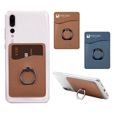 PU Leather Phone Finger Ring Buckle Bracket Back Sticker