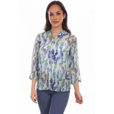 Honey Creek Button Up Print Blouse