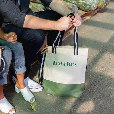 18 Oz. Heavyweight Dipped Tote with Black/White Strap