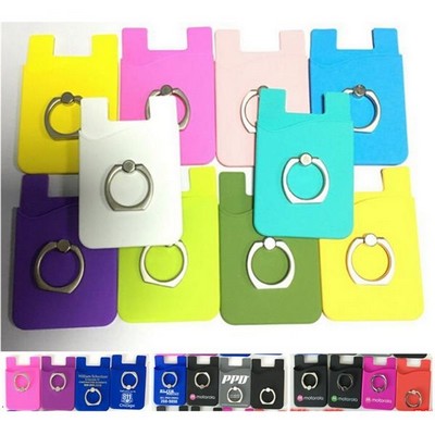 Silicone wallet with ring Card Holder w/Metal Phone Stand