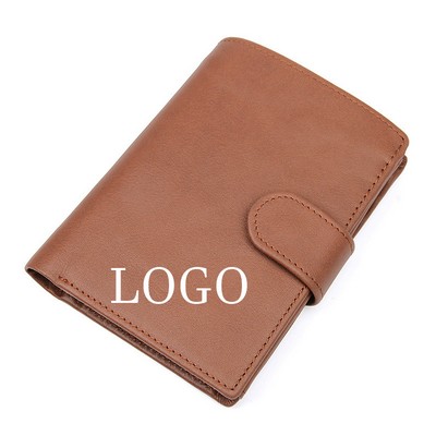 Men's Leather Trifold Wallet with ID Window