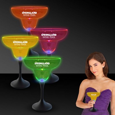 Green Neon LED Laser Engraved Margarita Glasses