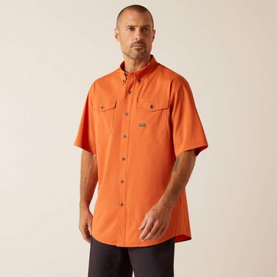 Ariat® Men's Orange Rust Heather Rebar® Made Tough VentTEK™ Short Sleeve Work Shirt