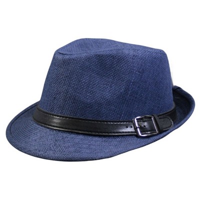 Leather Band Fedora Straw Hat