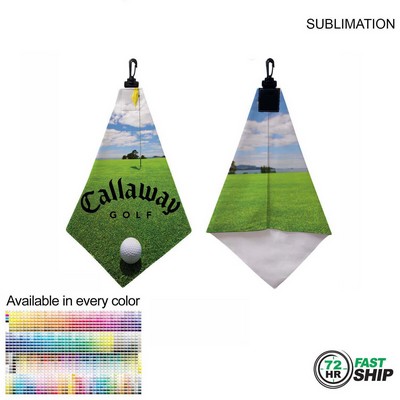 72 Hr Fast Ship - Microfiber Suede Shammy Golf Towel, Triangle Shape, 11x17, Sublimated