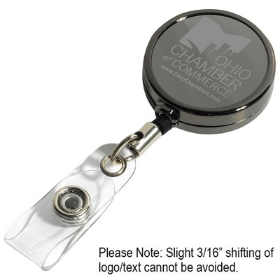 "Dublin Gunmetal LZ" Solid Metal Retractable Badge Reel & Badge Holder w/Laser Imprint